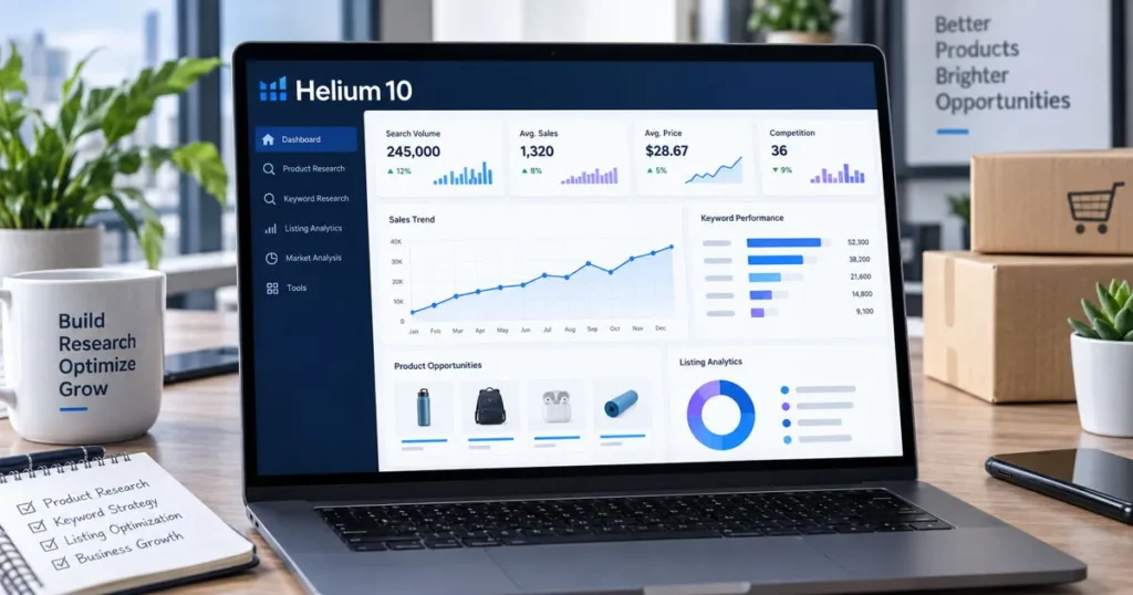 Helium 10 Amazon seller software dashboard